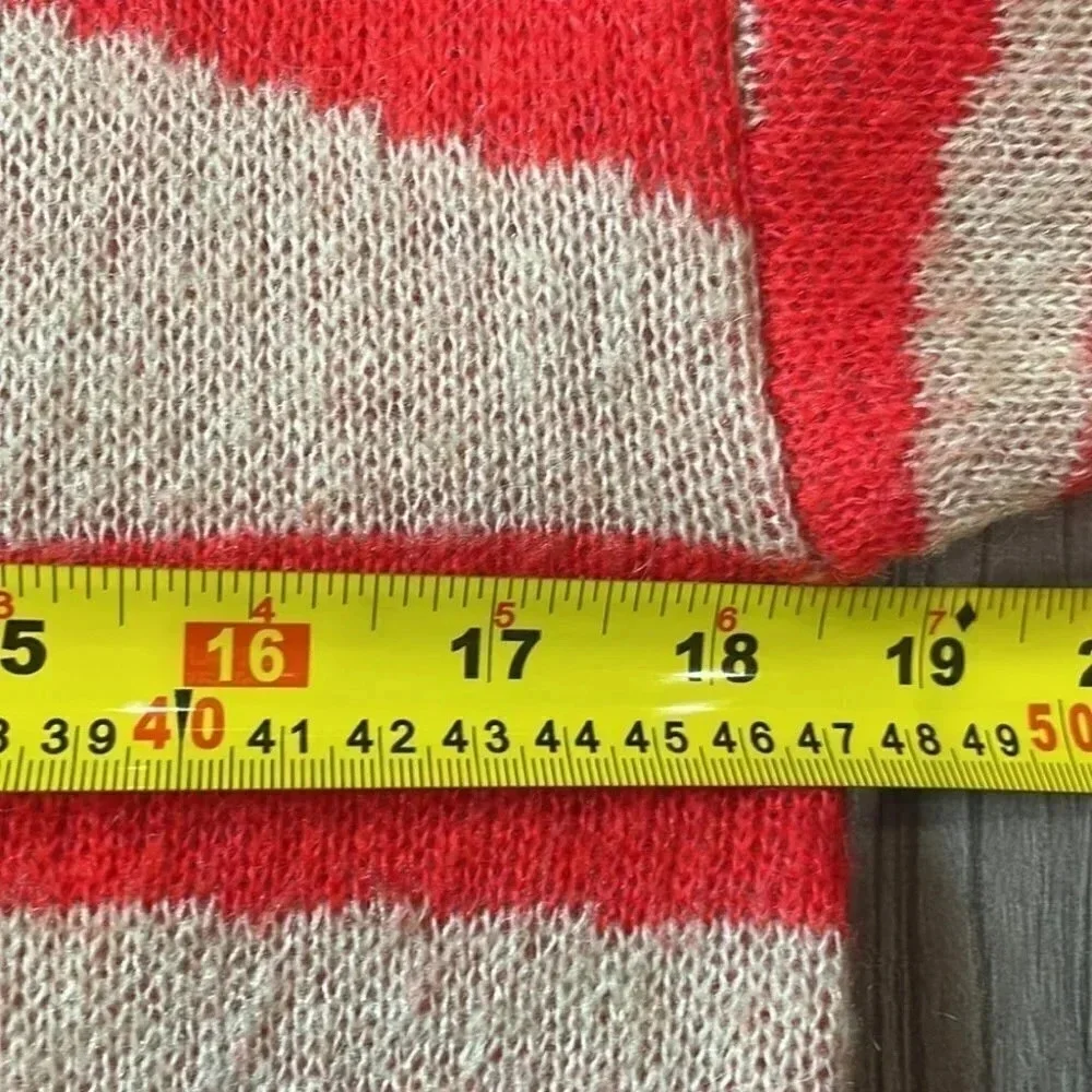 Club Monaco Women Mohair Zebra Stripe  Tan Red Pullover Crew Neck Sweater Sz:XS - Picture 10 of 12